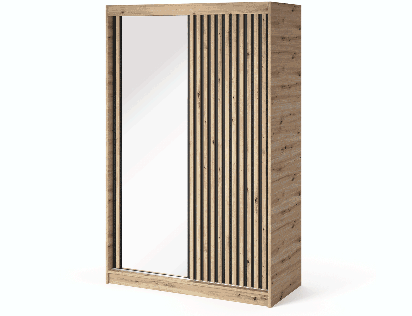 Emerio Mirrored 2 Sliding Door Freestanding Wardrobe - Artisan Oak