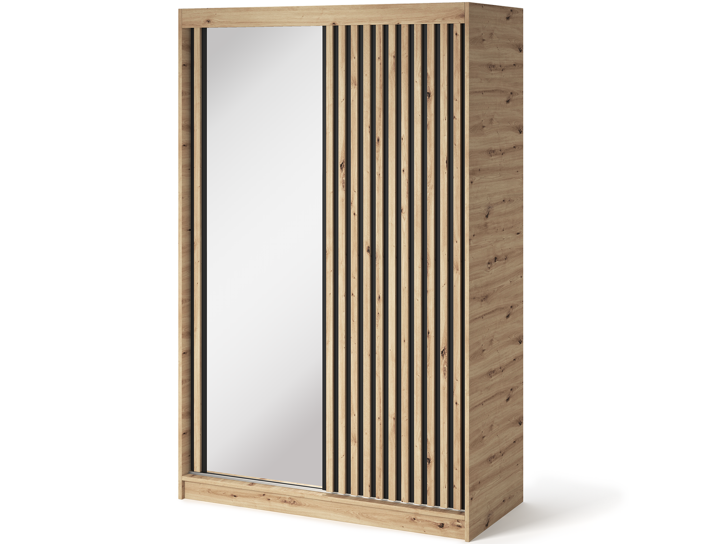Emerio Mirrored 2 Sliding Door Freestanding Wardrobe - Artisan Oak