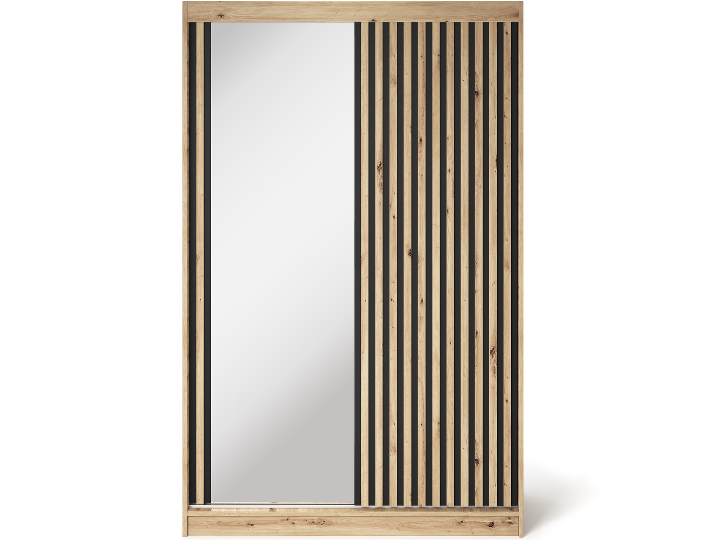 Emerio Mirrored 2 Sliding Door Freestanding Wardrobe - Artisan Oak