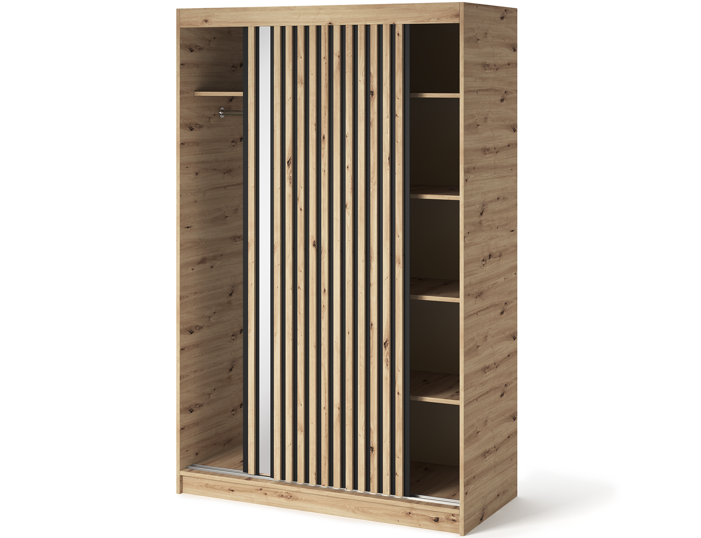 Emerio Mirrored 2 Sliding Door Freestanding Wardrobe - Artisan Oak
