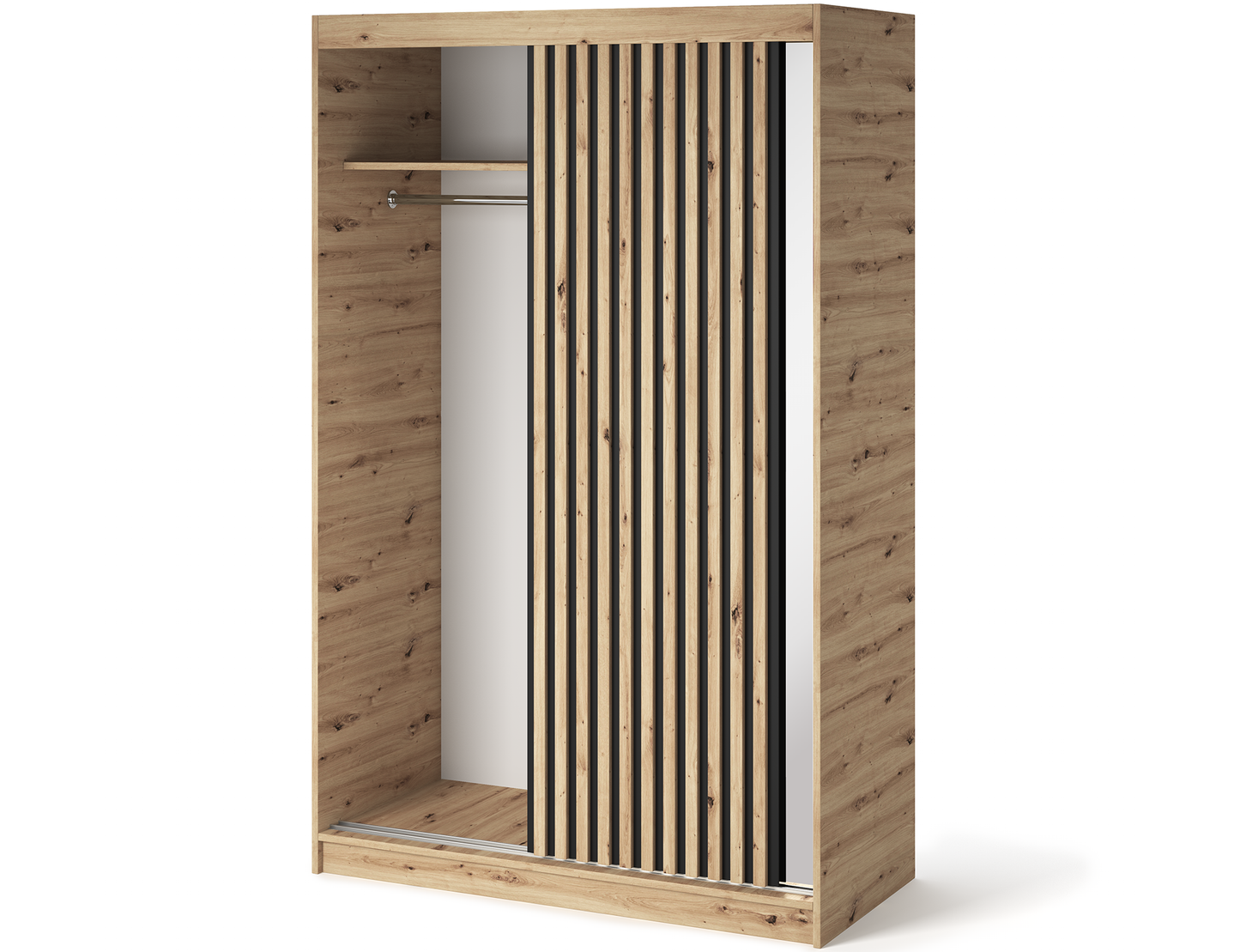 Emerio Mirrored 2 Sliding Door Freestanding Wardrobe - Artisan Oak