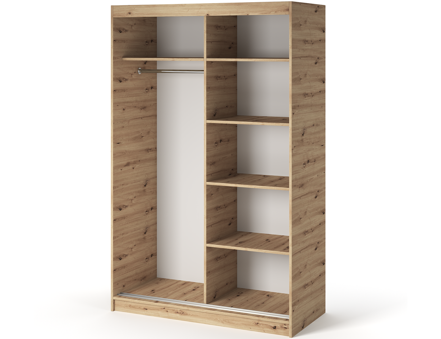 Emerio Mirrored 2 Sliding Door Freestanding Wardrobe - Artisan Oak