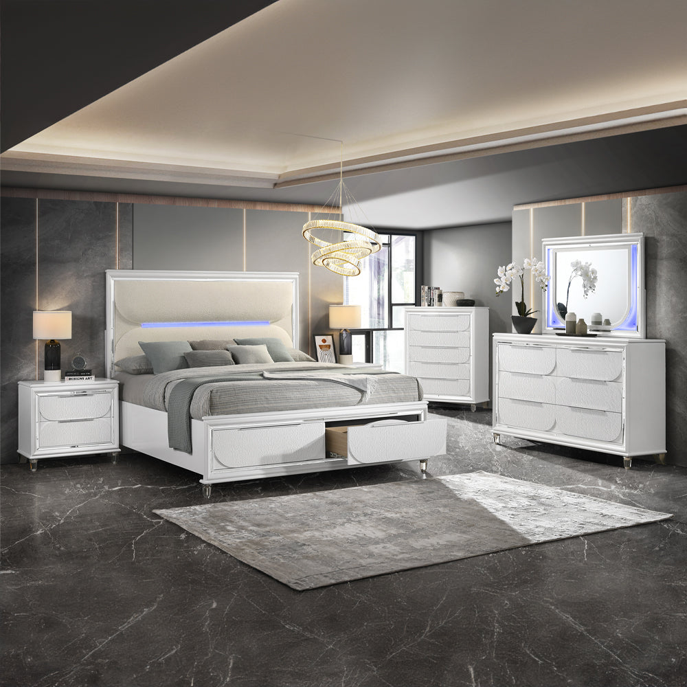 Cassandra LED Nightstand - Pearl White