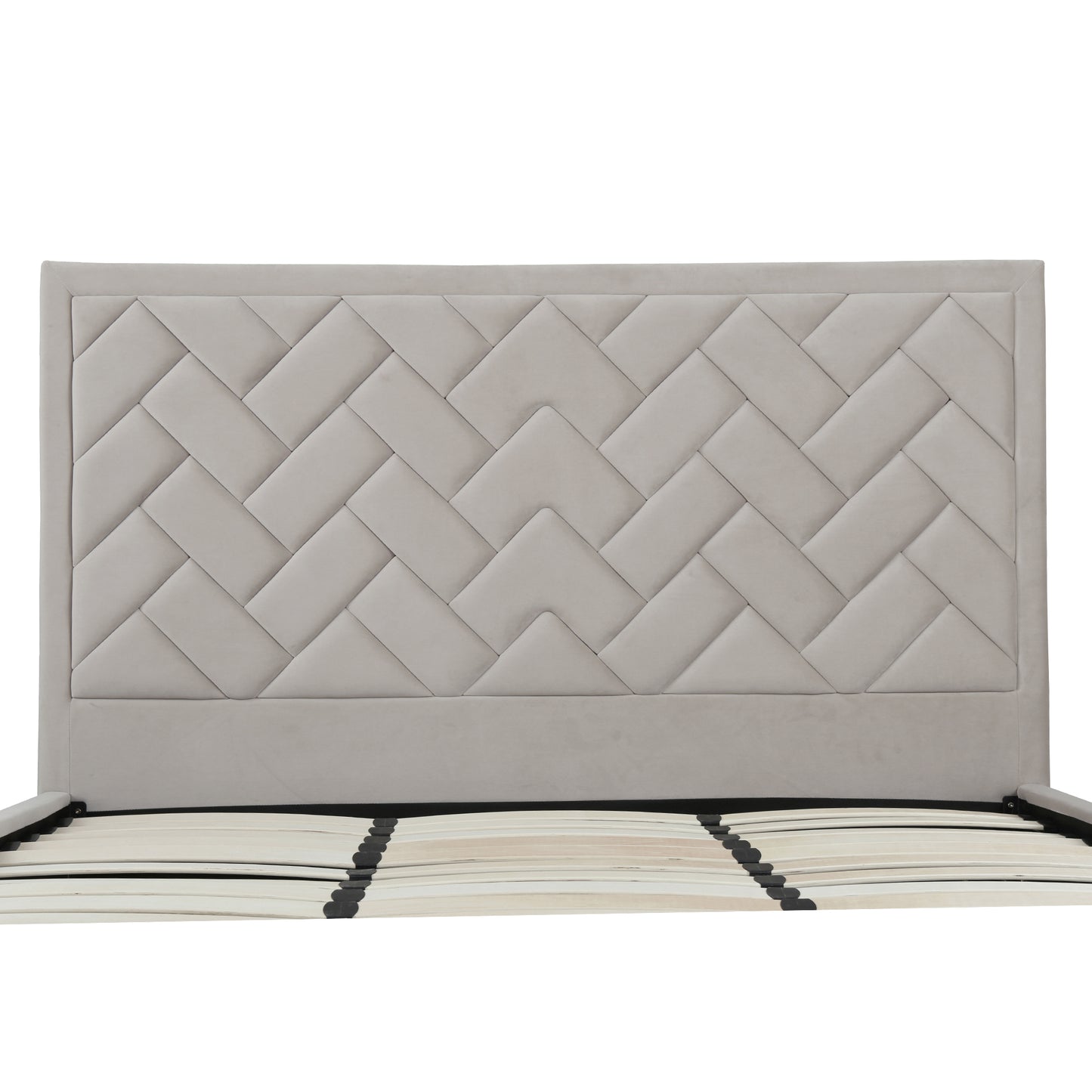 Gallagher Upholstered Velvet Platform Bed - Greige