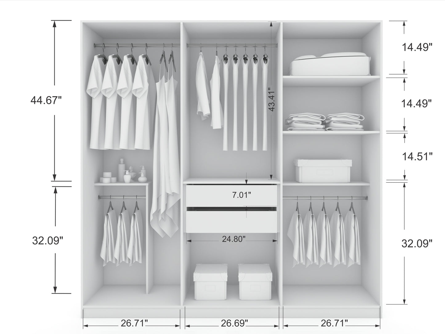 Torino Modern Freestanding Wardrobe - White