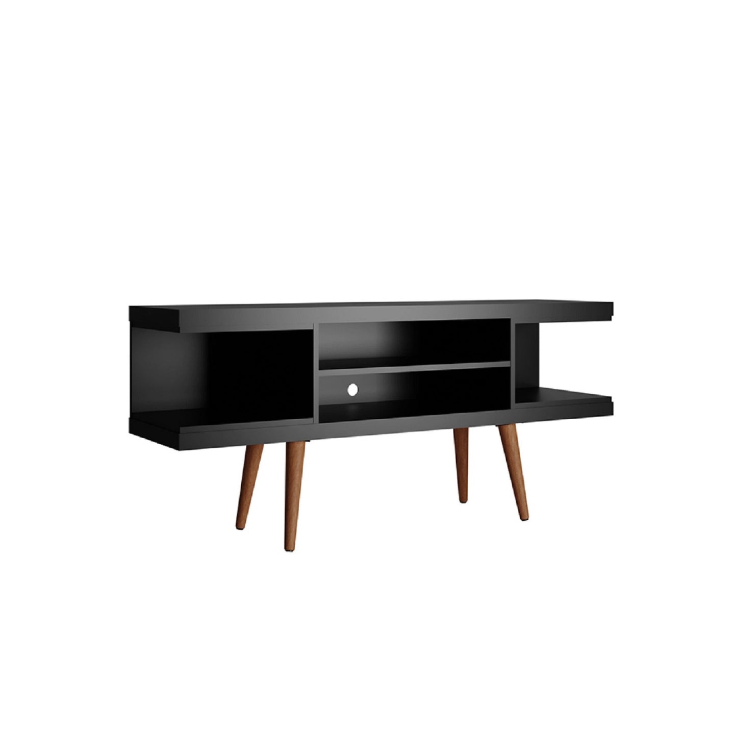 Eureka Modern 53.14" TV Stand with 4 Shelves - Black/Maple Cream