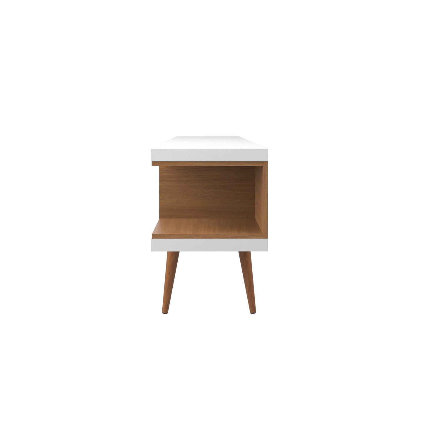Eureka Modern 70.47" TV Stand with 4 Shelves - White Gloss/Maple Cream