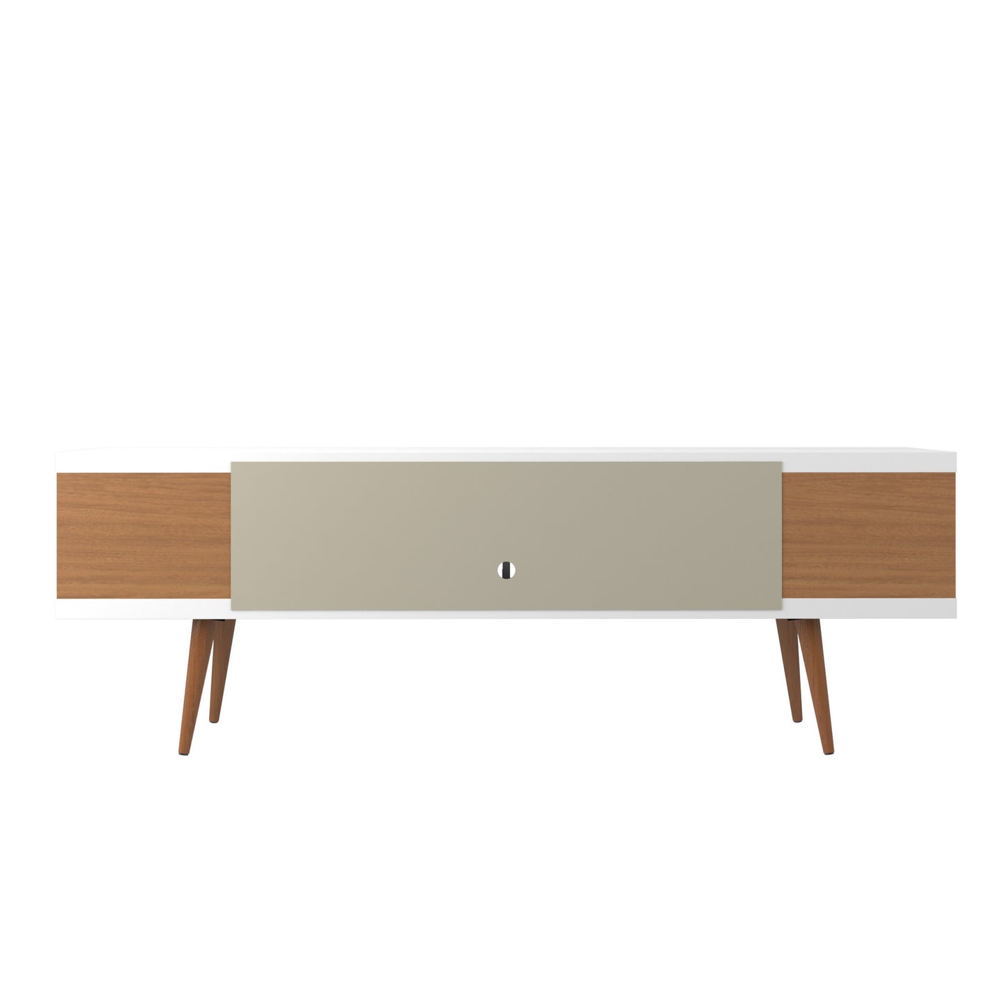 Eureka Modern 70.47" TV Stand with 4 Shelves - White Gloss/Maple Cream