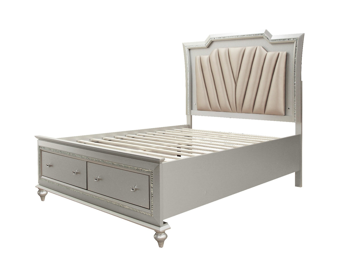 Muskan Platform Storage Bed w/Led Lighting - Champagne