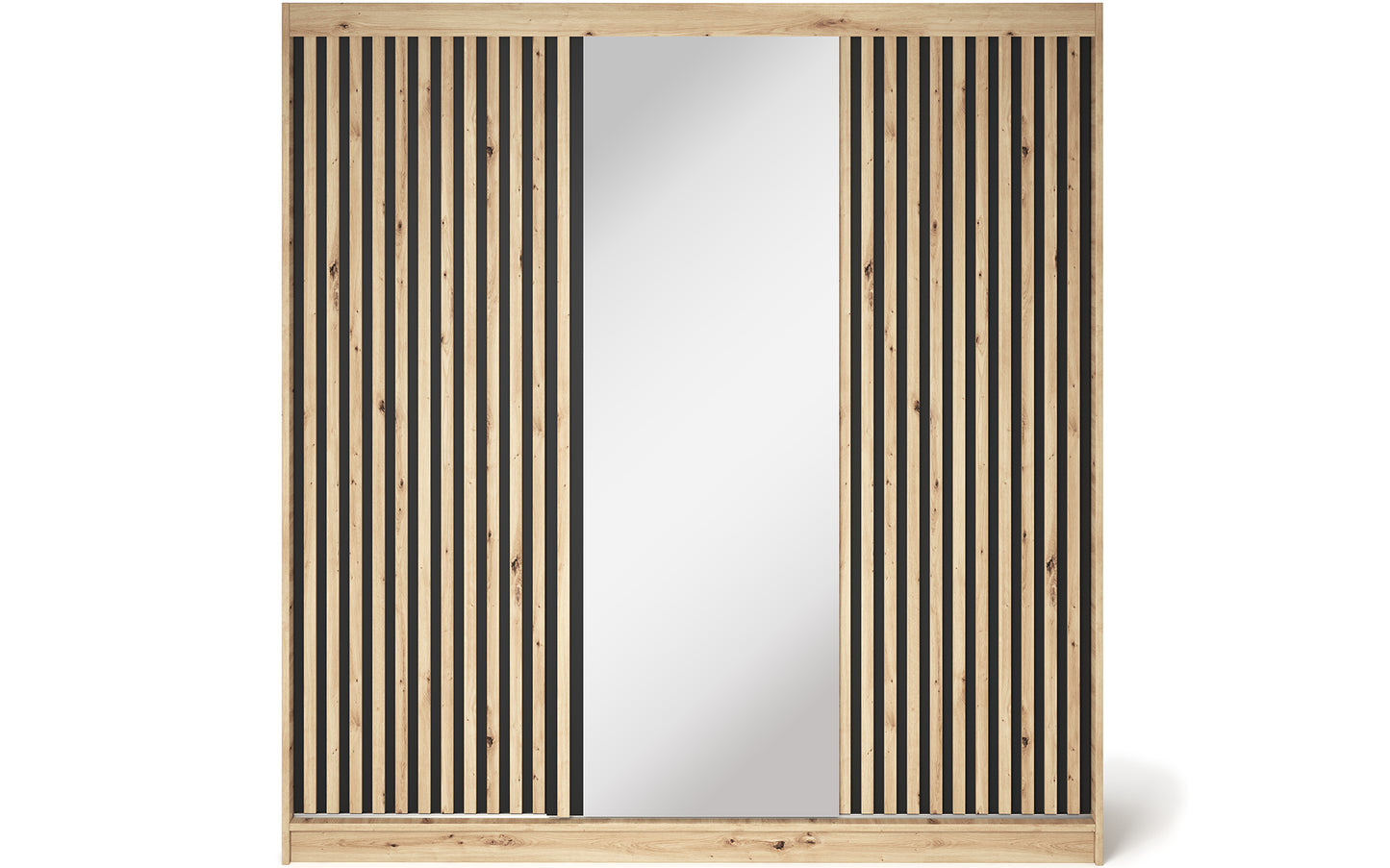 Emerio Mirrored 3 Sliding Door Freestanding Wardrobe - Artisan Oak