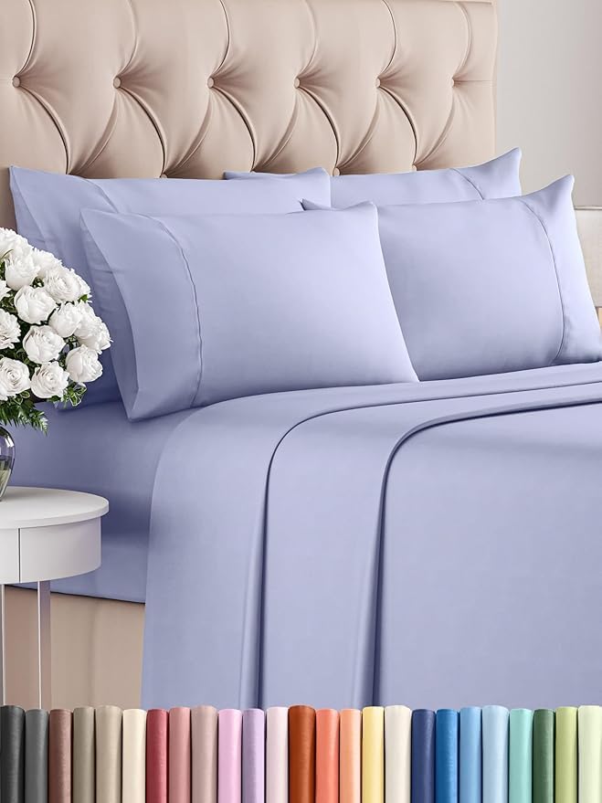 Queen 6 Piece Sheet Set - Comfy Breathable & Cooling - Ultra Soft Hotel Luxury Bedding Set w/ 8-16 Inch Deep Pockets - 1 Flat & 1 Fitted Sheet & 4 Pillowcases - Cozy, Wrinkle Free & Easy Care - White