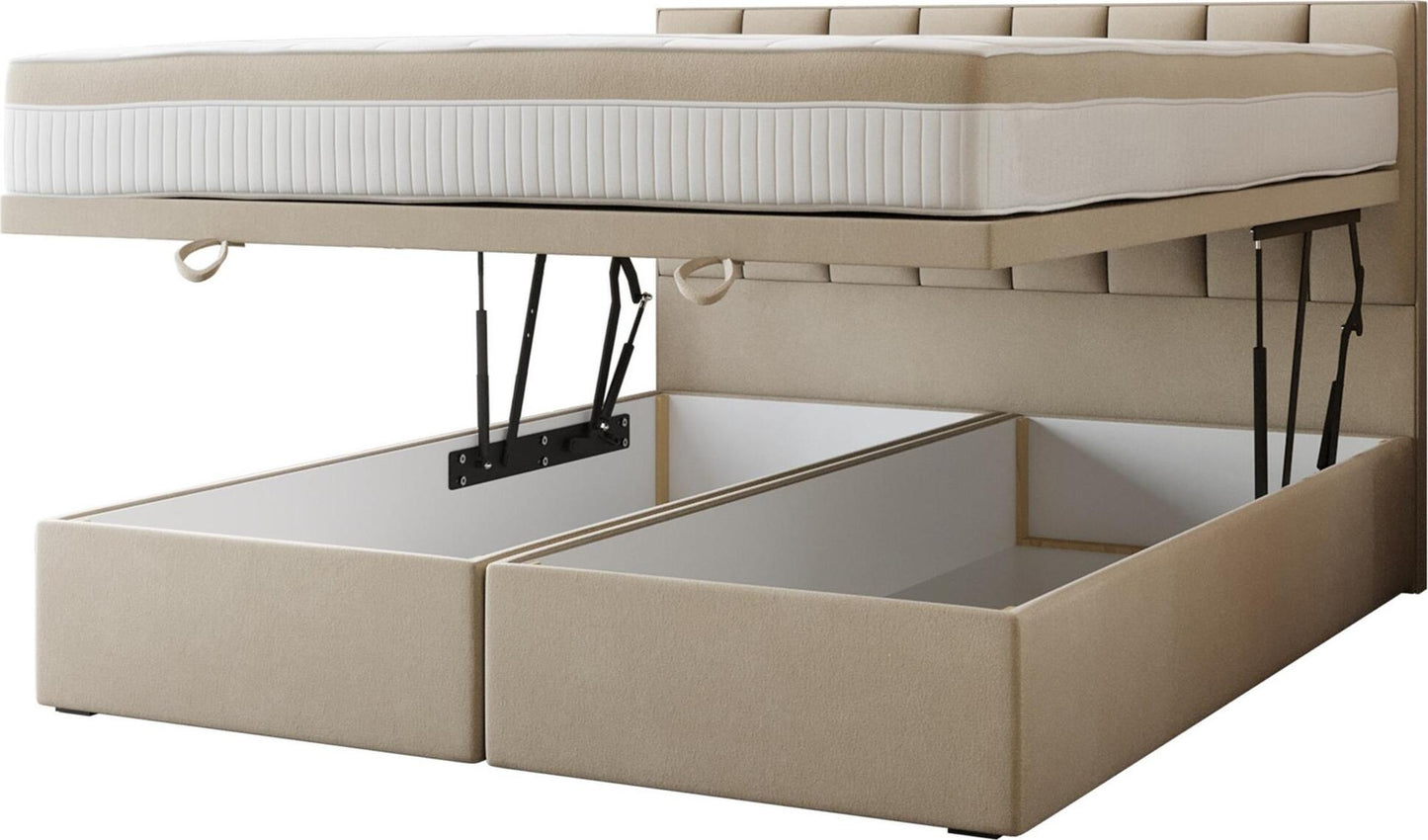 Bond Upholstered Lift Storage Platform Bed - Beige