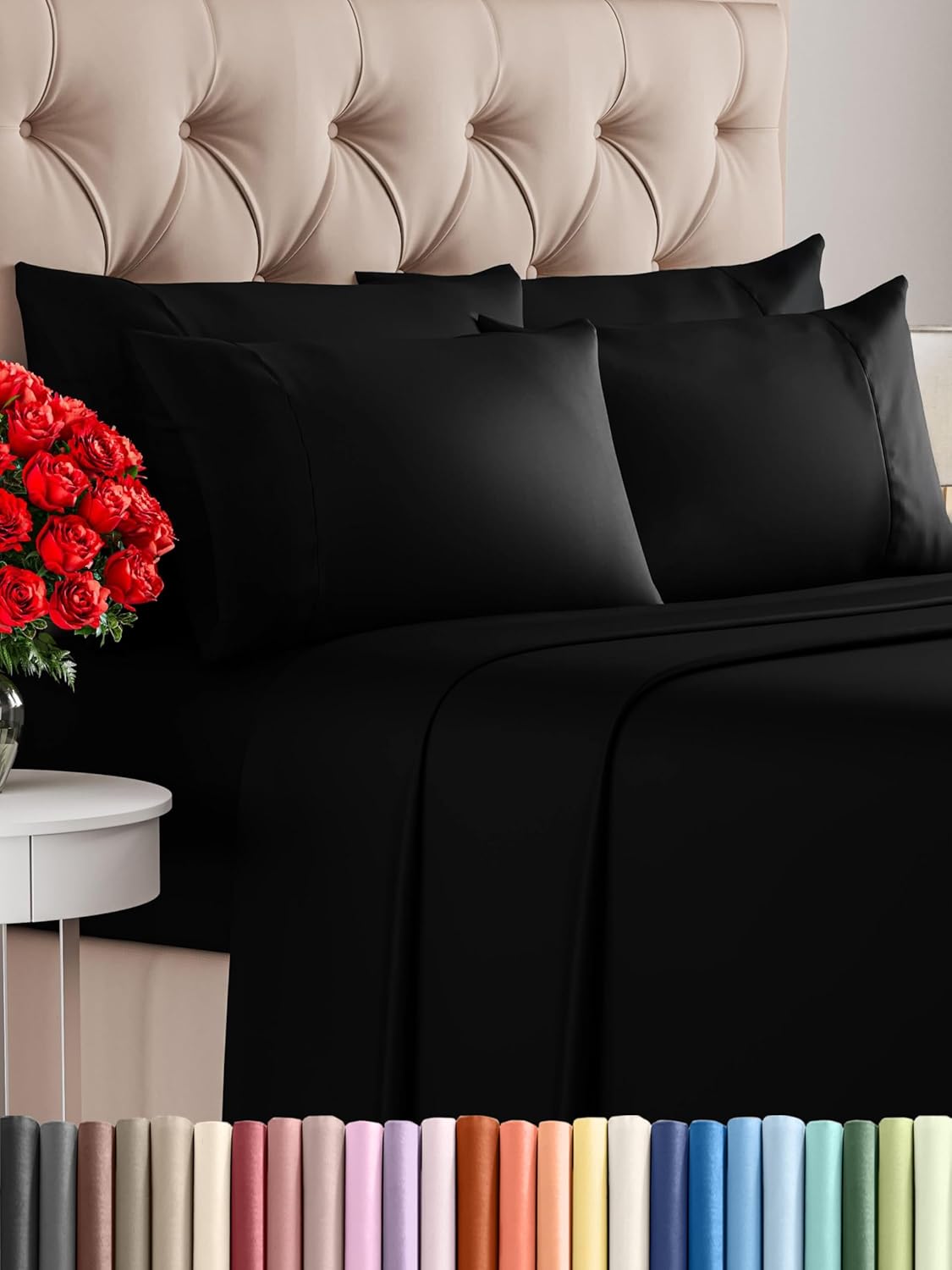 Queen 6 Piece Sheet Set - Comfy Breathable & Cooling - Ultra Soft Hotel Luxury Bedding Set w/ 8-16 Inch Deep Pockets - 1 Flat & 1 Fitted Sheet & 4 Pillowcases - Cozy, Wrinkle Free & Easy Care - White
