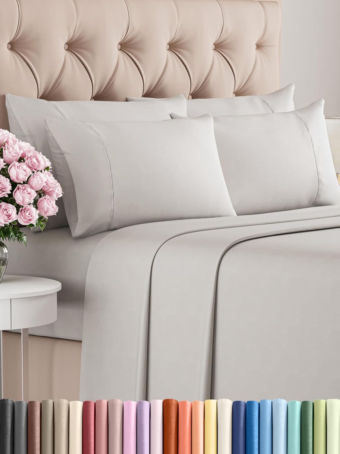 Queen 6 Piece Sheet Set - Comfy Breathable & Cooling - Ultra Soft Hotel Luxury Bedding Set w/ 8-16 Inch Deep Pockets - 1 Flat & 1 Fitted Sheet & 4 Pillowcases - Cozy, Wrinkle Free & Easy Care - White
