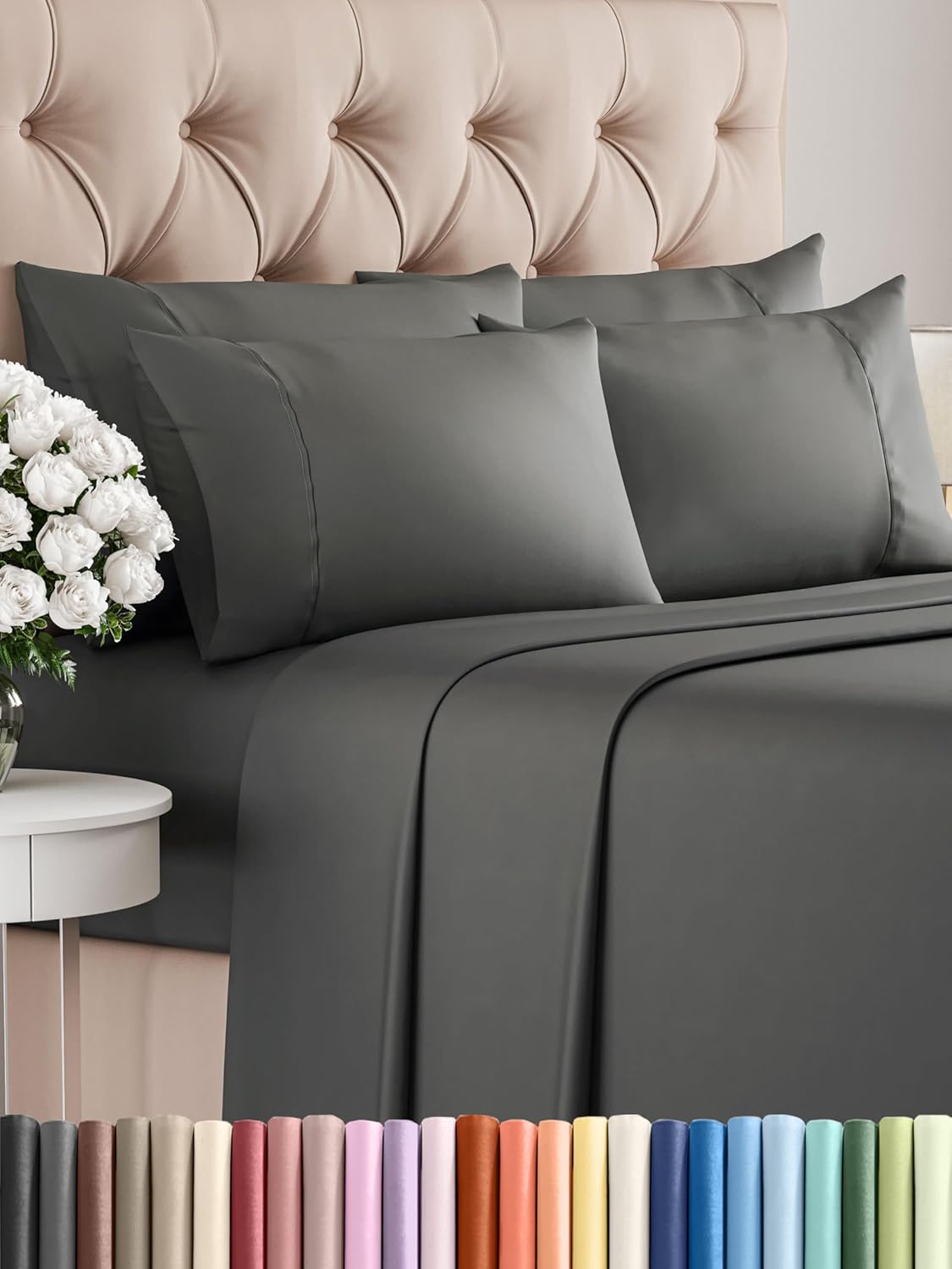 Queen 6 Piece Sheet Set - Comfy Breathable & Cooling - Ultra Soft Hotel Luxury Bedding Set w/ 8-16 Inch Deep Pockets - 1 Flat & 1 Fitted Sheet & 4 Pillowcases - Cozy, Wrinkle Free & Easy Care - White
