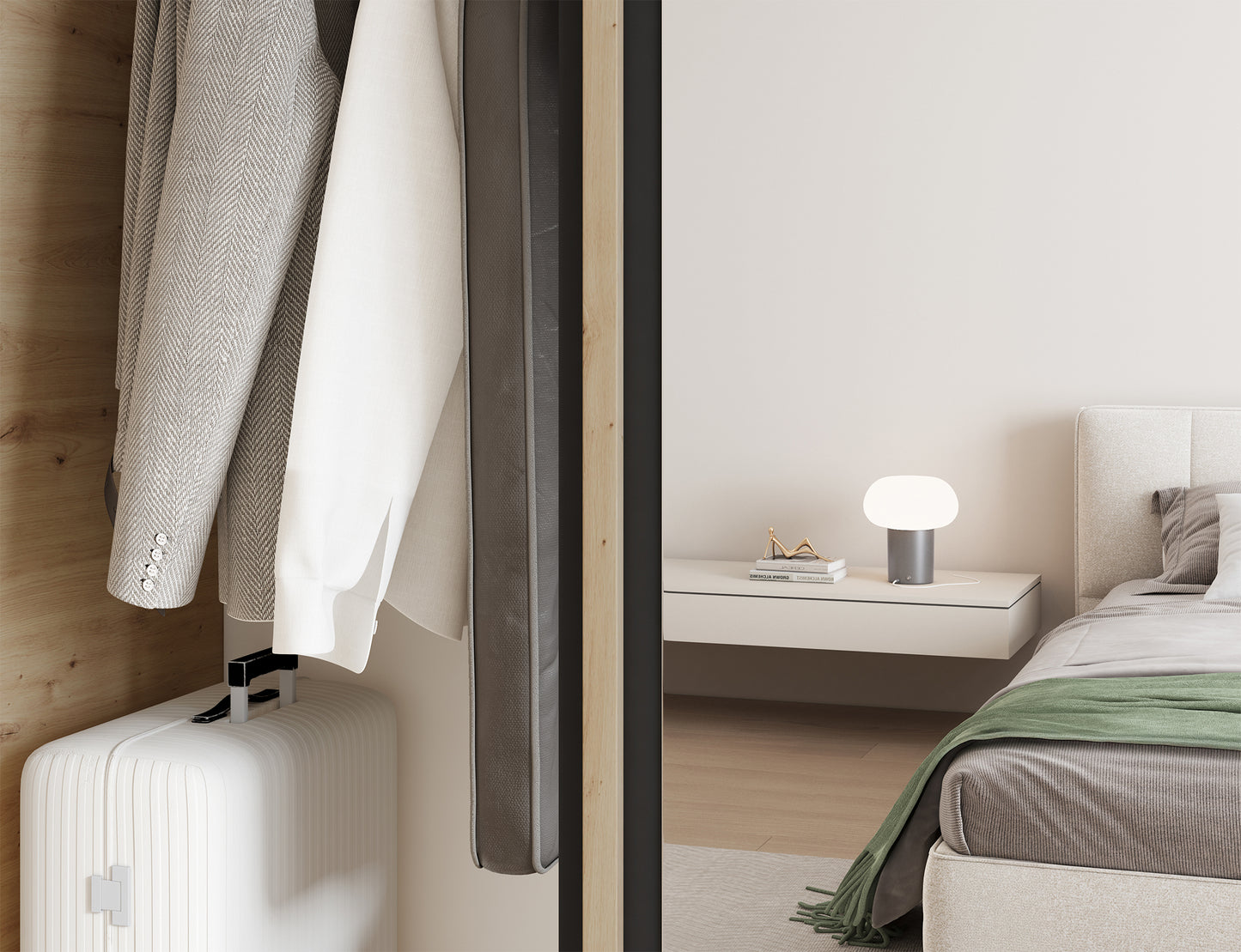 Emerio Mirrored 3 Sliding Door Freestanding Wardrobe - Artisan Oak