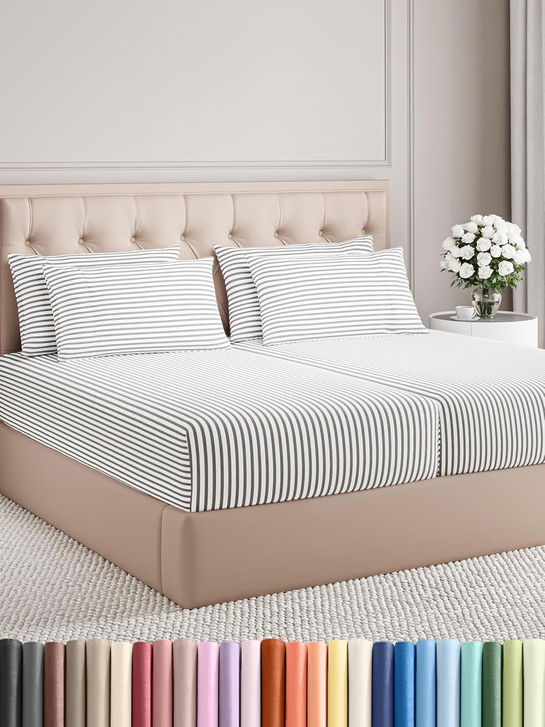 Queen 6 Piece Sheet Set - Comfy Breathable & Cooling - Ultra Soft Hotel Luxury Bedding Set w/ 8-16 Inch Deep Pockets - 1 Flat & 1 Fitted Sheet & 4 Pillowcases - Cozy, Wrinkle Free & Easy Care - White