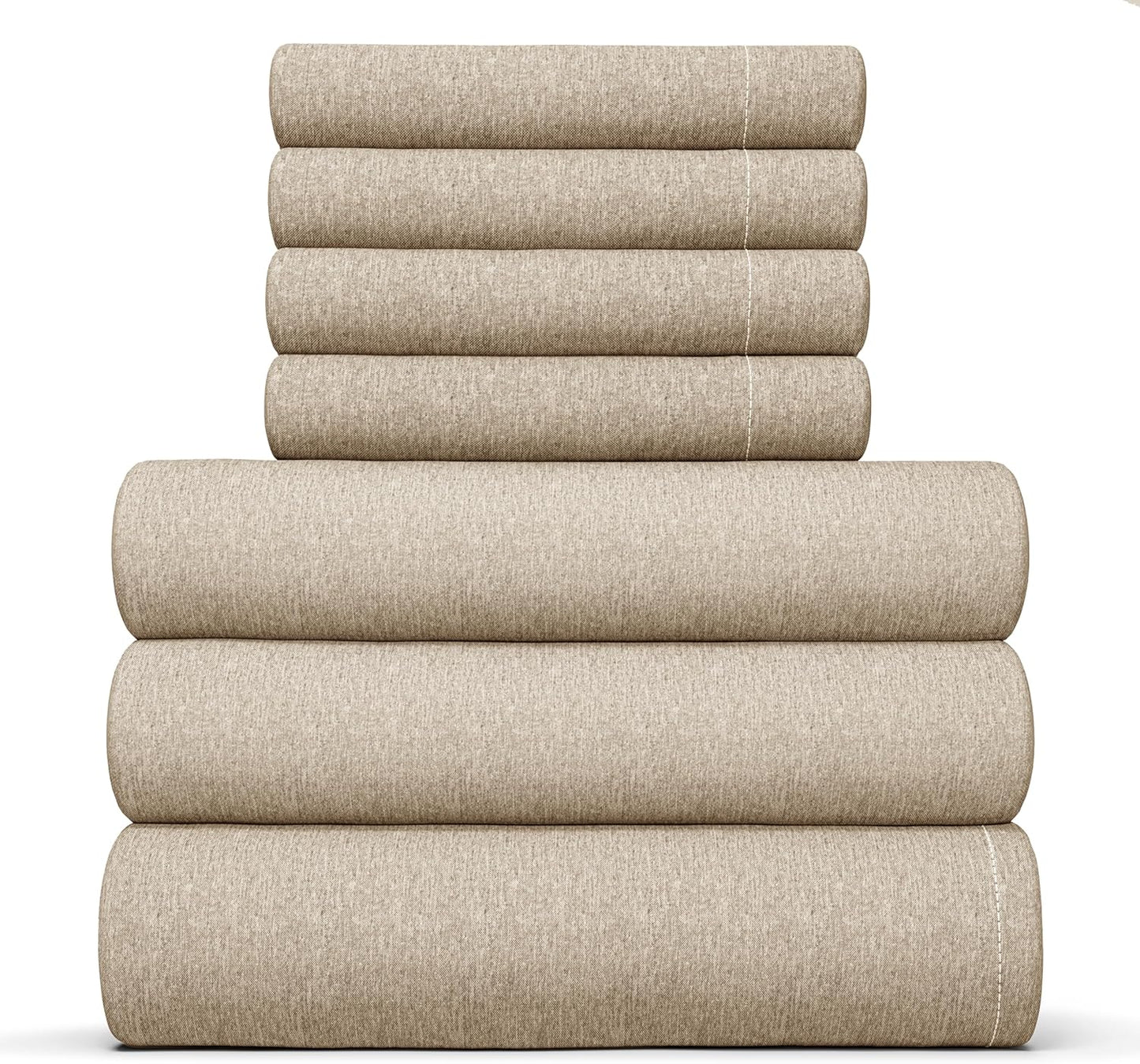 Queen 6 Piece Sheet Set - Comfy Breathable & Cooling - Ultra Soft Hotel Luxury Bedding Set w/ 8-16 Inch Deep Pockets - 1 Flat & 1 Fitted Sheet & 4 Pillowcases - Cozy, Wrinkle Free & Easy Care - White