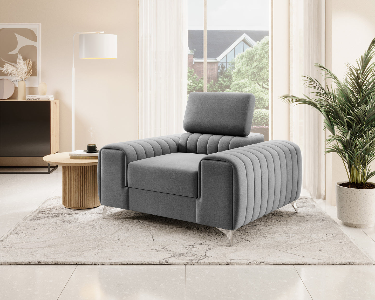 Laurence Modern Accent Chair - Light Grey