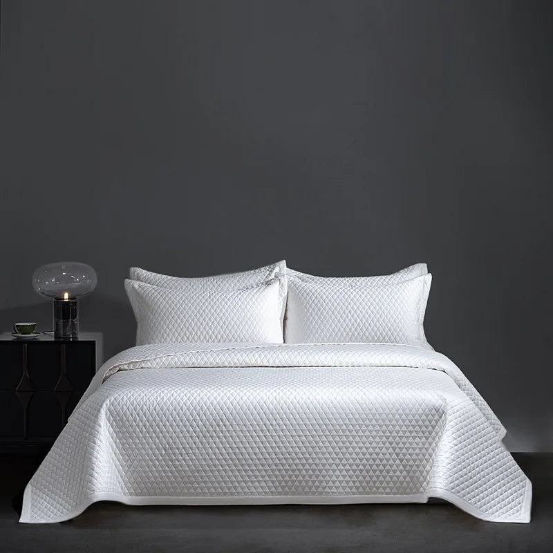 Avignon 3 Pc Light Weight Quilted Comforter Set - Champagne/Dark Grey/Beige/Steel Blue/Burgundy/White/Olive Green/Blush Pink