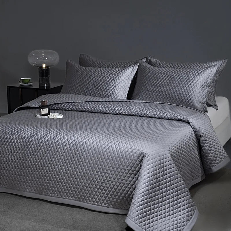 Avignon 3 Pc Light Weight Quilted Comforter Set - Champagne/Dark Grey/Beige/Steel Blue/Burgundy/White/Olive Green/Blush Pink