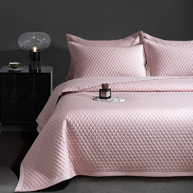 Avignon 3 Pc Light Weight Quilted Comforter Set - Champagne/Dark Grey/Beige/Steel Blue/Burgundy/White/Olive Green/Blush Pink