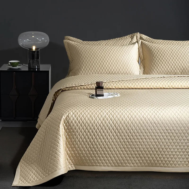 Avignon 3 Pc Light Weight Quilted Comforter Set - Champagne/Dark Grey/Beige/Steel Blue/Burgundy/White/Olive Green/Blush Pink