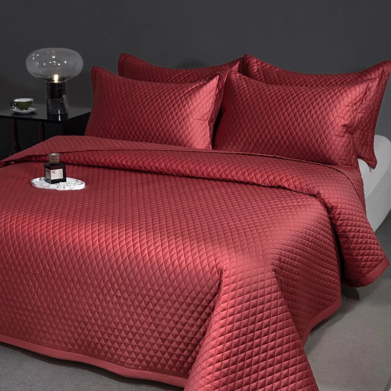 Avignon 3 Pc Light Weight Quilted Comforter Set - Champagne/Dark Grey/Beige/Steel Blue/Burgundy/White/Olive Green/Blush Pink