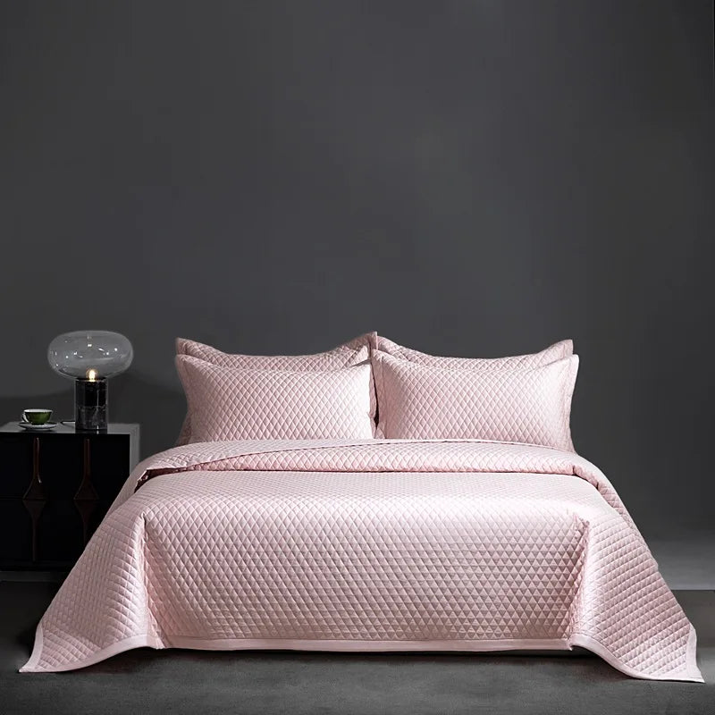 Avignon 3 Pc Light Weight Quilted Comforter Set - Champagne/Dark Grey/Beige/Steel Blue/Burgundy/White/Olive Green/Blush Pink