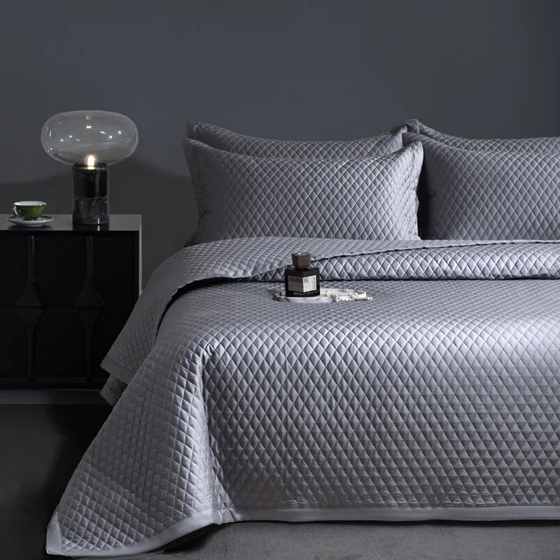 Avignon 3 Pc Light Weight Quilted Comforter Set - Champagne/Dark Grey/Beige/Steel Blue/Burgundy/White/Olive Green/Blush Pink