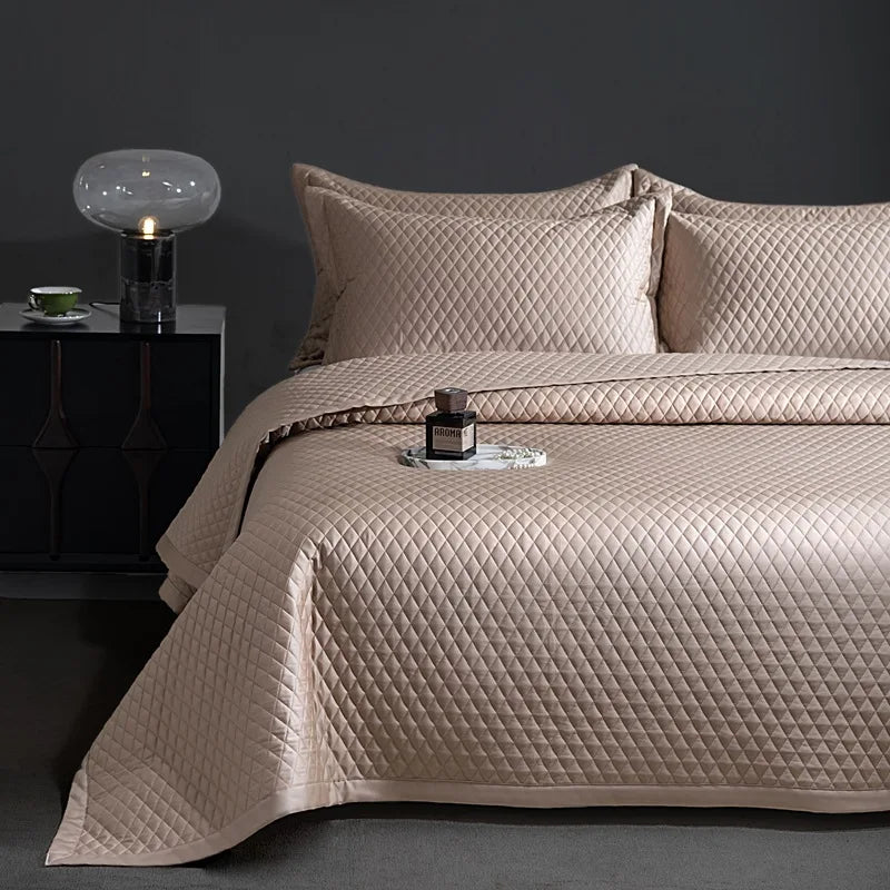 Avignon 3 Pc Light Weight Quilted Comforter Set - Champagne/Dark Grey/Beige/Steel Blue/Burgundy/White/Olive Green/Blush Pink
