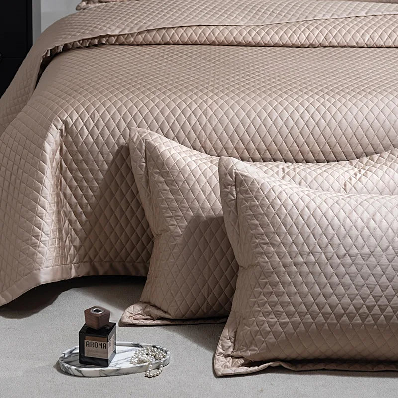 Avignon 3 Pc Light Weight Quilted Comforter Set - Champagne/Dark Grey/Beige/Steel Blue/Burgundy/White/Olive Green/Blush Pink