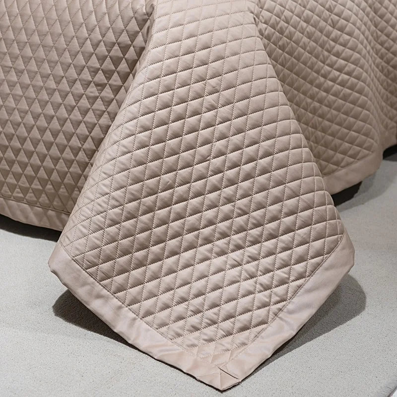 Avignon 3 Pc Light Weight Quilted Comforter Set - Champagne/Dark Grey/Beige/Steel Blue/Burgundy/White/Olive Green/Blush Pink