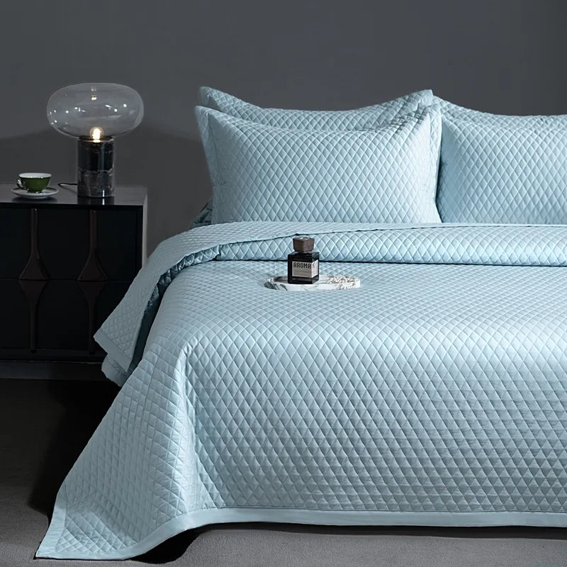 Avignon 3 Pc Light Weight Quilted Comforter Set - Champagne/Dark Grey/Beige/Steel Blue/Burgundy/White/Olive Green/Blush Pink