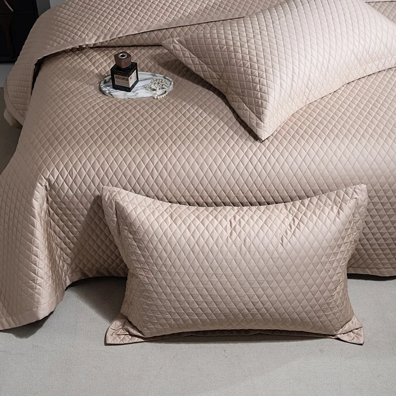 Avignon 3 Pc Light Weight Quilted Comforter Set - Champagne/Dark Grey/Beige/Steel Blue/Burgundy/White/Olive Green/Blush Pink