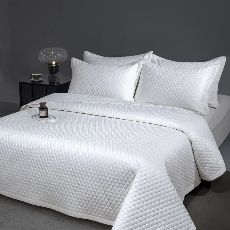 Avignon 3 Pc Light Weight Quilted Comforter Set - Champagne/Dark Grey/Beige/Steel Blue/Burgundy/White/Olive Green/Blush Pink