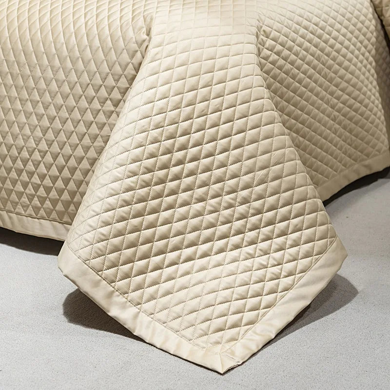 Avignon 3 Pc Light Weight Quilted Comforter Set - Champagne/Dark Grey/Beige/Steel Blue/Burgundy/White/Olive Green/Blush Pink