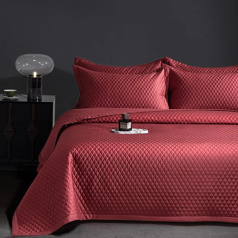 Avignon 3 Pc Light Weight Quilted Comforter Set - Champagne/Dark Grey/Beige/Steel Blue/Burgundy/White/Olive Green/Blush Pink