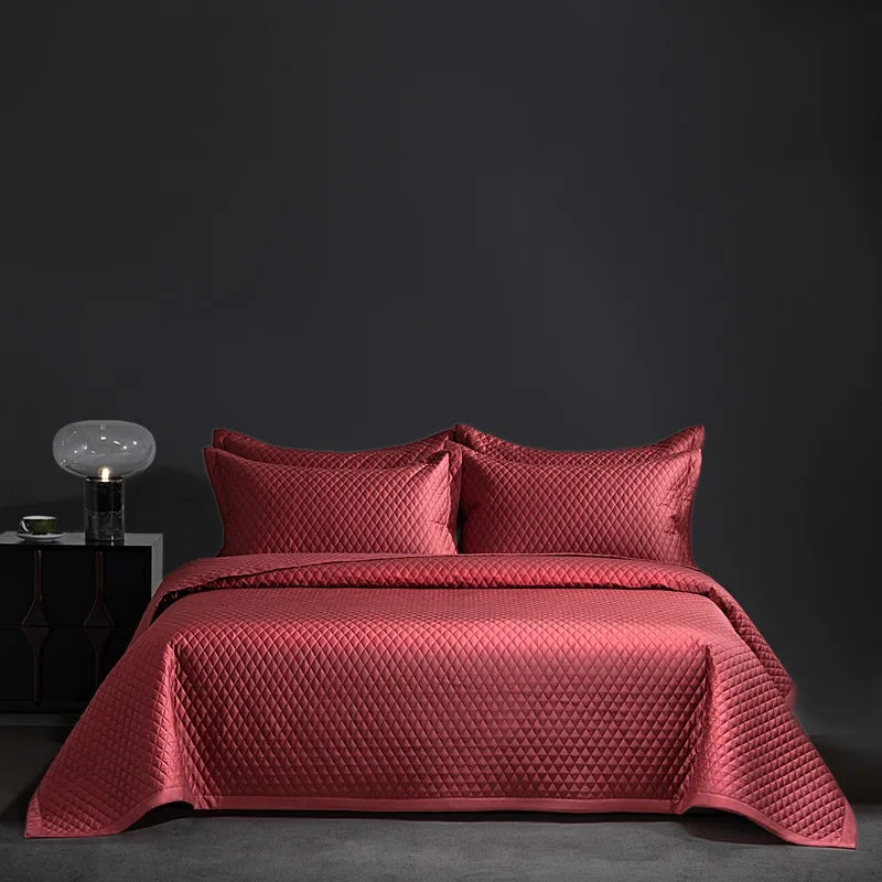 Avignon 3 Pc Light Weight Quilted Comforter Set - Champagne/Dark Grey/Beige/Steel Blue/Burgundy/White/Olive Green/Blush Pink