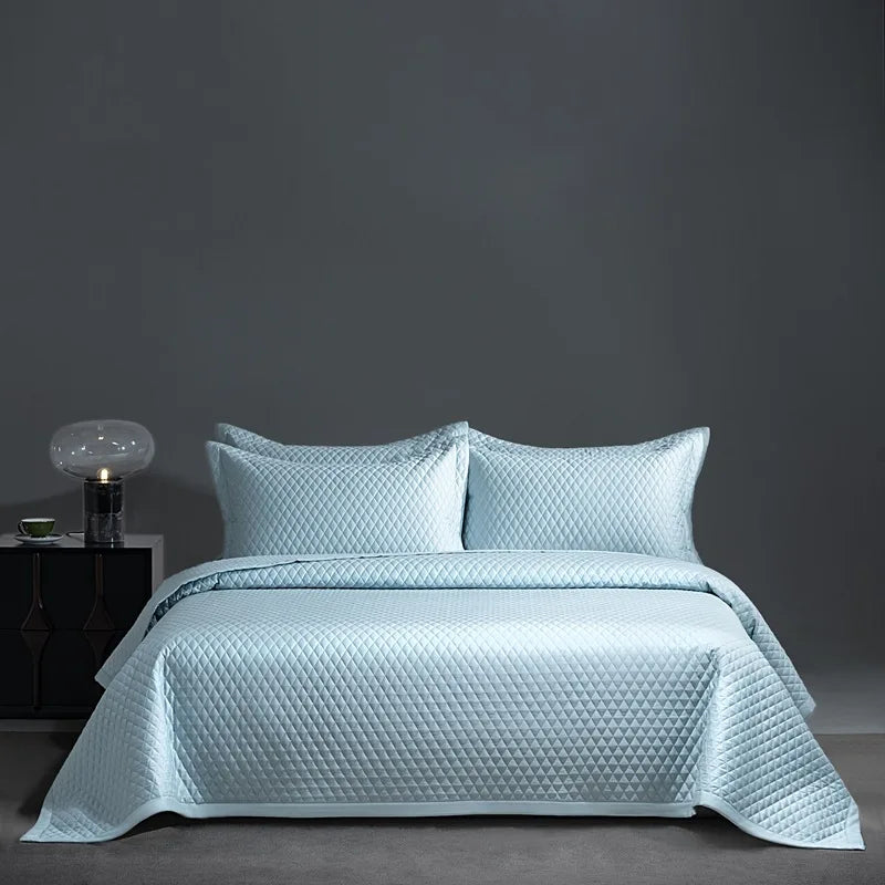 Avignon 3 Pc Light Weight Quilted Comforter Set - Champagne/Dark Grey/Beige/Steel Blue/Burgundy/White/Olive Green/Blush Pink