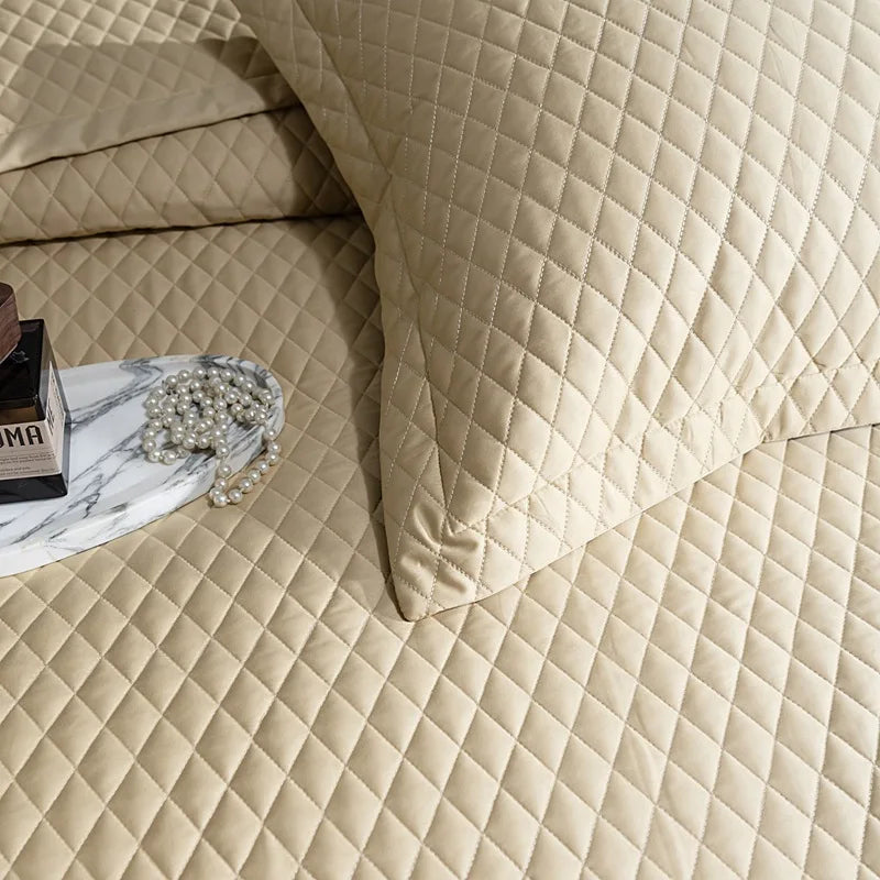 Avignon 3 Pc Light Weight Quilted Comforter Set - Champagne/Dark Grey/Beige/Steel Blue/Burgundy/White/Olive Green/Blush Pink