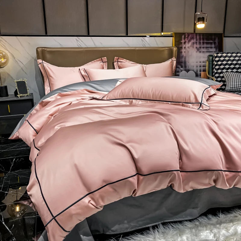 Royal Retreat Fine Gold Embroidered 600 TC Duvet Set - Purple/Dark Grey/White/Steel Blue/Light Grey/Jade Green/Peach Pink/Champagne/Blue/Beige/Aqua Green/Emerald Green