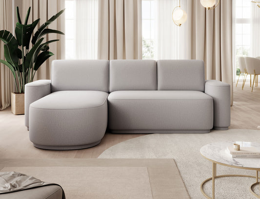 Aurumm 4 Seater Storage Sleeper Chaise Sofa - Light Grey