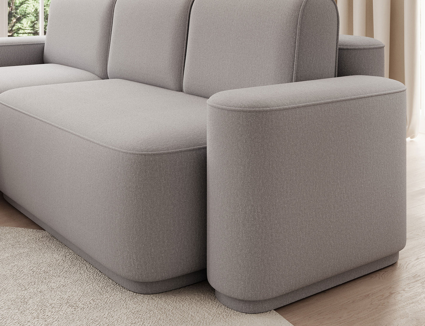 Aurumm 4 Seater Storage Sleeper Chaise Sofa - Light Grey