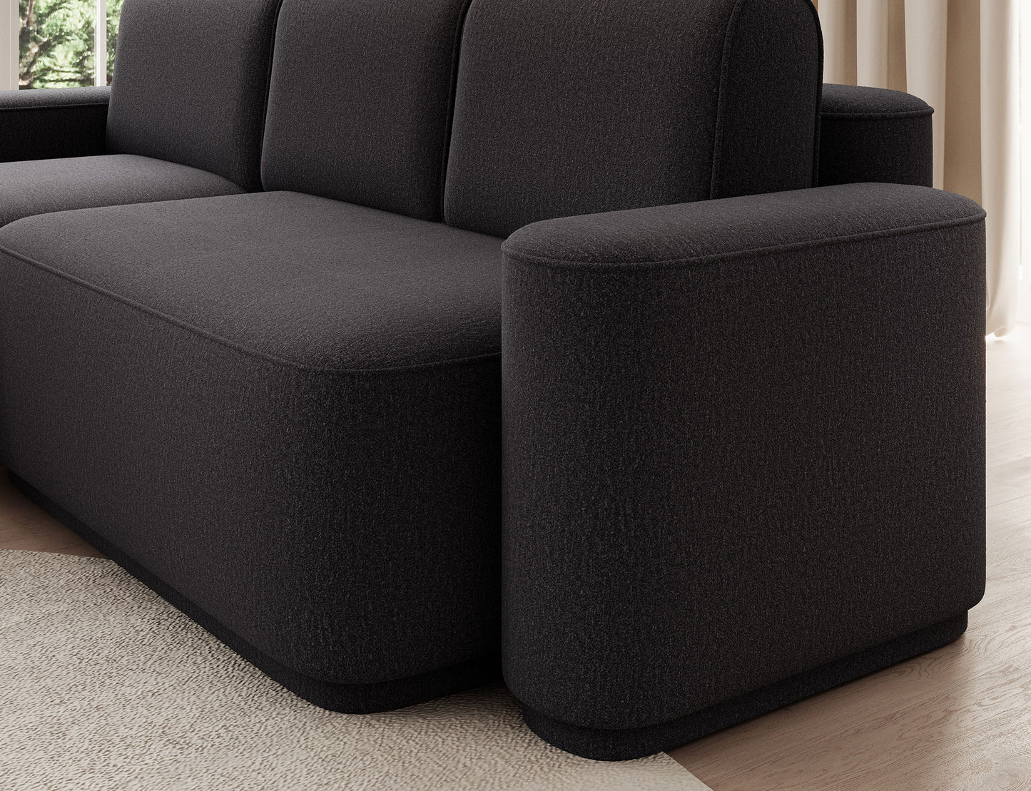 Aurumm 4 Seater Storage Sleeper Chaise Sofa - Charcoal