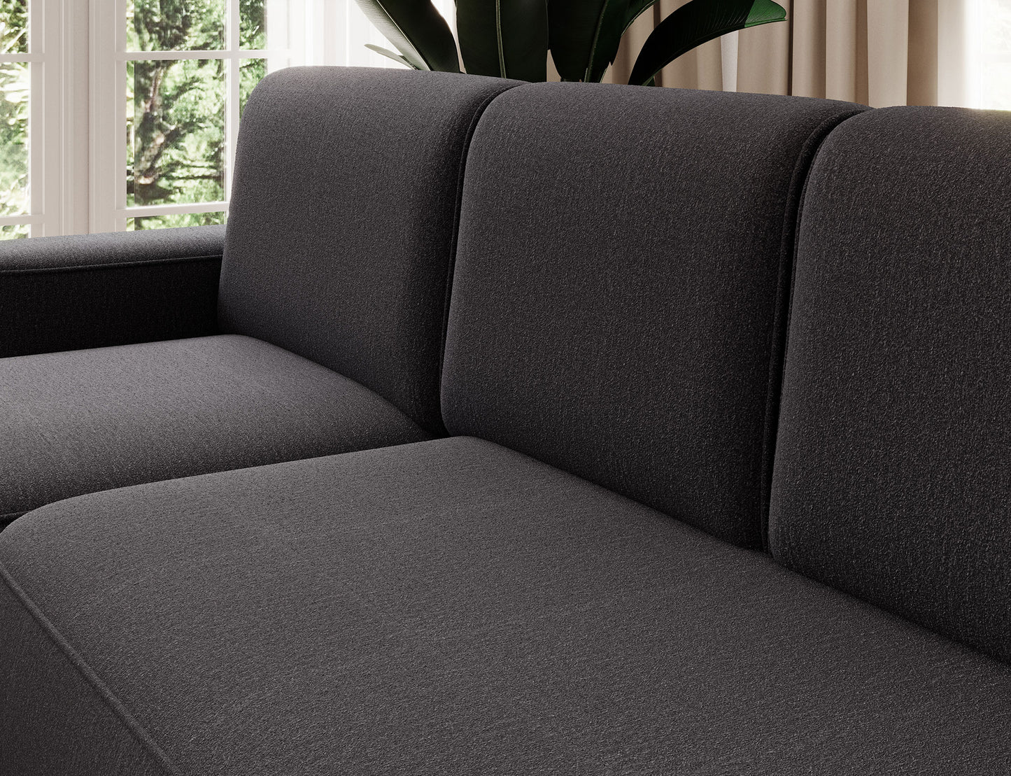 Aurumm 4 Seater Storage Sleeper Chaise Sofa - Charcoal