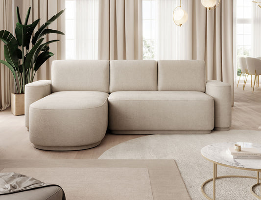 Aurumm 4 Seater Storage Sleeper Chaise Sofa - Beige