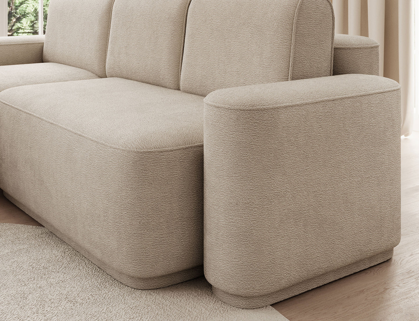 Aurumm 4 Seater Storage Sleeper Chaise Sofa - Beige