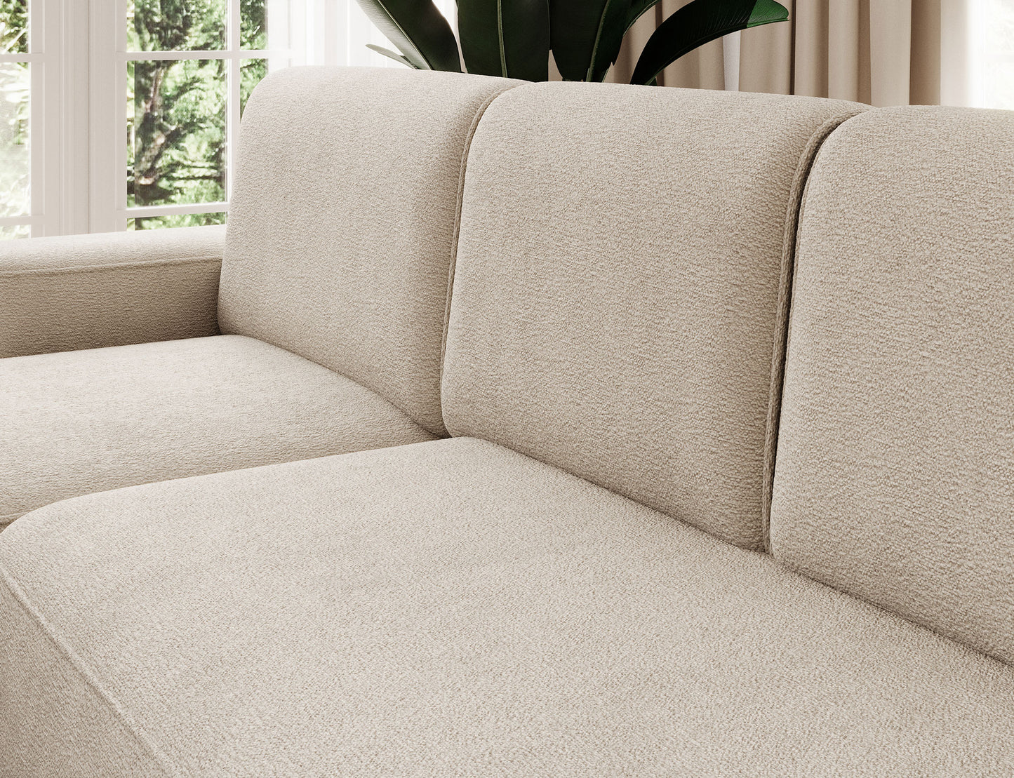 Aurumm 4 Seater Storage Sleeper Chaise Sofa - Beige