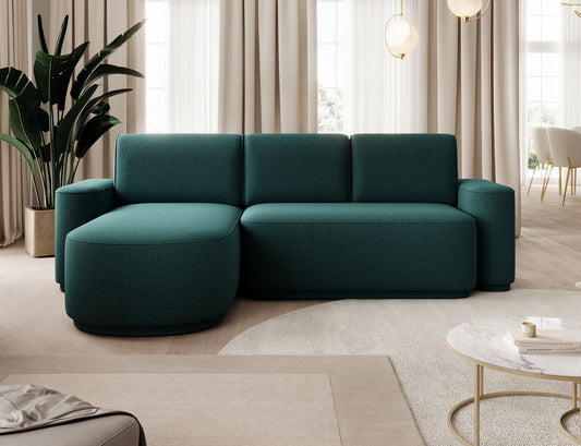 Aurumm 4 Seater Storage Sleeper Chaise Sofa - Emerald Green